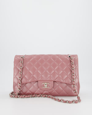 Chanel Lilac Jumbo Classic Double Flap Bag in Iridescent Lambskin Leather with Silver Hardware