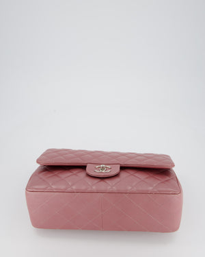 Chanel Lilac Jumbo Classic Double Flap Bag in Iridescent Lambskin Leather with Silver Hardware