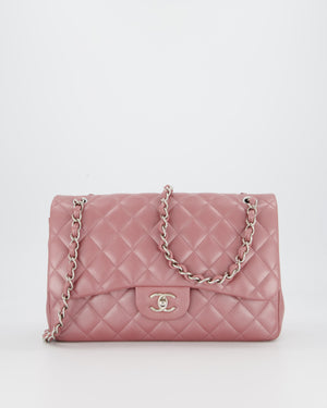 Chanel Lilac Jumbo Classic Double Flap Bag in Iridescent Lambskin Leather with Silver Hardware