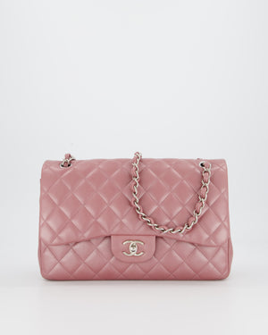 Chanel Lilac Jumbo Classic Double Flap Bag in Iridescent Lambskin Leather with Silver Hardware