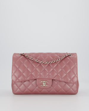 Chanel Lilac Jumbo Classic Double Flap Bag in Iridescent Lambskin Leather with Silver Hardware