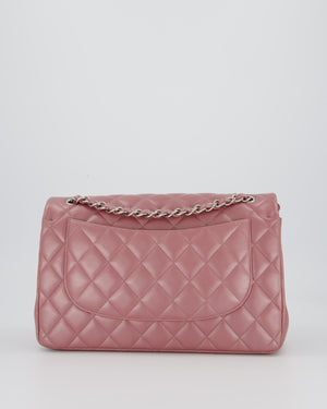 Chanel Lilac Jumbo Classic Double Flap Bag in Iridescent Lambskin Leather with Silver Hardware