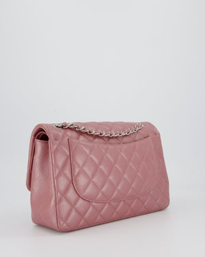 Chanel Lilac Jumbo Classic Double Flap Bag in Iridescent Lambskin Leather with Silver Hardware