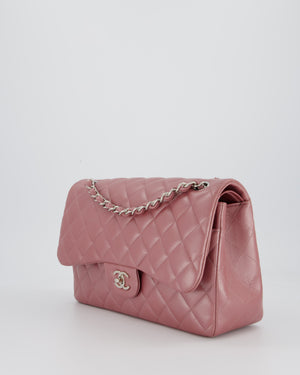 Chanel Lilac Jumbo Classic Double Flap Bag in Iridescent Lambskin Leather with Silver Hardware
