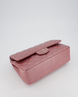 Chanel Lilac Jumbo Classic Double Flap Bag in Iridescent Lambskin Leather with Silver Hardware