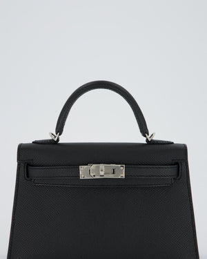 Hermès Mini Kelly II 20 Bag in Noir Epsom Leather with Palladium Hardware