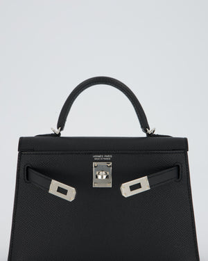 Hermès Mini Kelly II 20 Bag in Noir Epsom Leather with Palladium Hardware