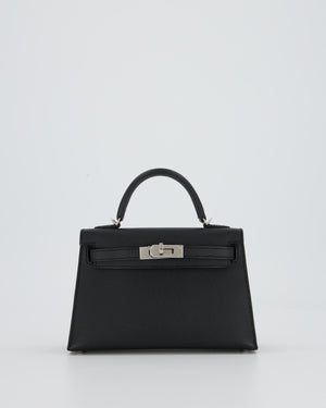 Hermès Mini Kelly II 20 Bag in Noir Epsom Leather with Palladium Hardware