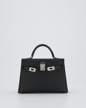 Hermès Mini Kelly II 20 Bag in Noir Epsom Leather with Palladium Hardware