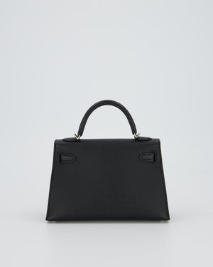 Hermès Mini Kelly II 20 Bag in Noir Epsom Leather with Palladium Hardware