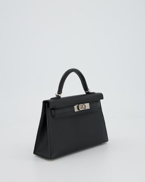 Hermès Mini Kelly II 20 Bag in Noir Epsom Leather with Palladium Hardware