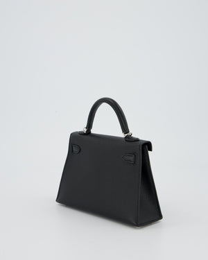 Hermès Mini Kelly II 20 Bag in Noir Epsom Leather with Palladium Hardware