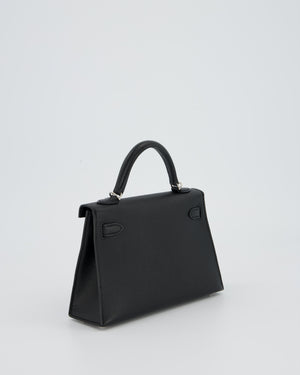 Hermès Mini Kelly II 20 Bag in Noir Epsom Leather with Palladium Hardware