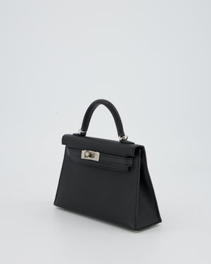 Hermès Mini Kelly II 20 Bag in Noir Epsom Leather with Palladium Hardware