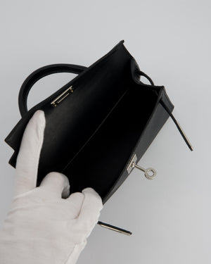 Hermès Mini Kelly II 20 Bag in Noir Epsom Leather with Palladium Hardware