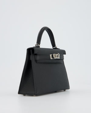 Hermès Mini Kelly II 20 Bag in Noir Epsom Leather with Palladium Hardware