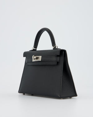 Hermès Mini Kelly II 20 Bag in Noir Epsom Leather with Palladium Hardware