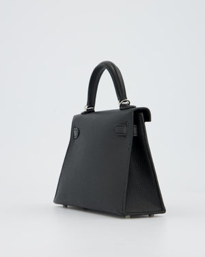 Hermès Mini Kelly II 20 Bag in Noir Epsom Leather with Palladium Hardware