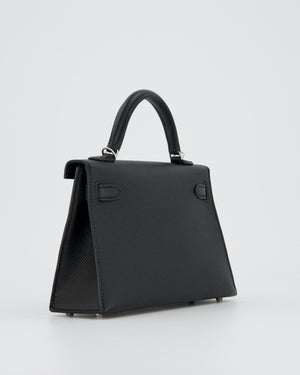 Hermès Mini Kelly II 20 Bag in Noir Epsom Leather with Palladium Hardware