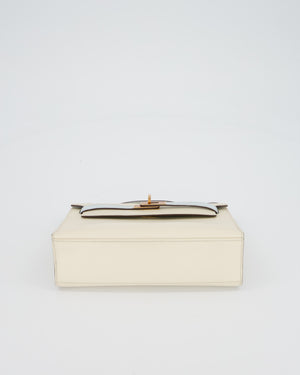 Hermès HSS Kelly Pochette Bag in Nata and Blue Brume Swift Leather with Rose Gold Hardware
