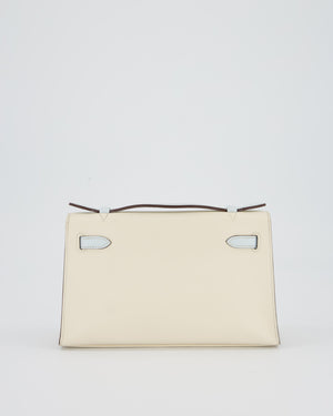 Hermès HSS Kelly Pochette Bag in Nata and Blue Brume Swift Leather with Rose Gold Hardware