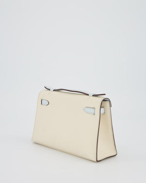 Hermès HSS Kelly Pochette Bag in Nata and Blue Brume Swift Leather with Rose Gold Hardware