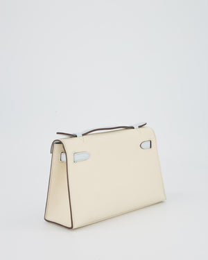 Hermès HSS Kelly Pochette Bag in Nata and Blue Brume Swift Leather with Rose Gold Hardware