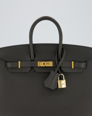 Hermès Birkin 25 Sellier Bag in Graphite Madame Leather with Gold Hardware