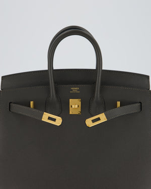 Hermès Birkin 25 Sellier Bag in Graphite Madame Leather with Gold Hardware