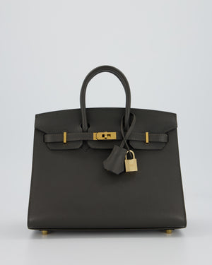 Hermès Birkin 25 Sellier Bag in Graphite Madame Leather with Gold Hardware