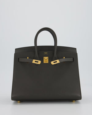 Hermès Birkin 25 Sellier Bag in Graphite Madame Leather with Gold Hardware