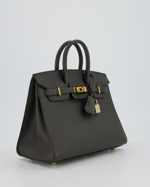 Hermès Birkin 25 Sellier Bag in Graphite Madame Leather with Gold Hardware