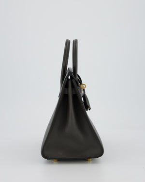 Hermès Birkin 25 Sellier Bag in Graphite Madame Leather with Gold Hardware