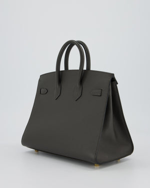 Hermès Birkin 25 Sellier Bag in Graphite Madame Leather with Gold Hardware