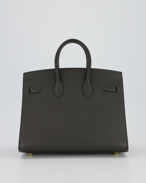 Hermès Birkin 25 Sellier Bag in Graphite Madame Leather with Gold Hardware