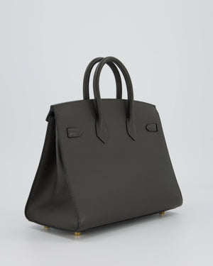 Hermès Birkin 25 Sellier Bag in Graphite Madame Leather with Gold Hardware