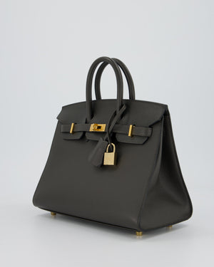 Hermès Birkin 25 Sellier Bag in Graphite Madame Leather with Gold Hardware