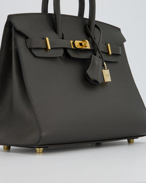 Hermès Birkin 25 Sellier Bag in Graphite Madame Leather with Gold Hardware