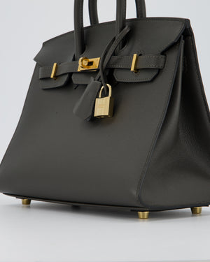 Hermès Birkin 25 Sellier Bag in Graphite Madame Leather with Gold Hardware
