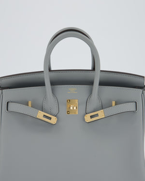 Hermès Birkin 25 Retourne Bag in Gris Pantin Swift Leather with Permabrass Hardware