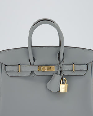 Hermès Birkin 25 Retourne Bag in Gris Pantin Swift Leather with Permabrass Hardware