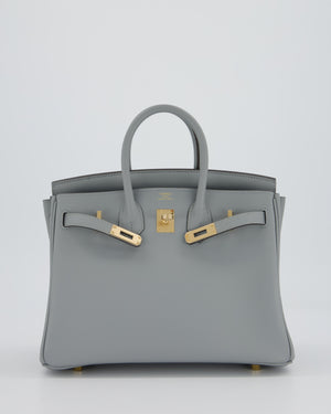Hermès Birkin 25 Retourne Bag in Gris Pantin Swift Leather with Permabrass Hardware
