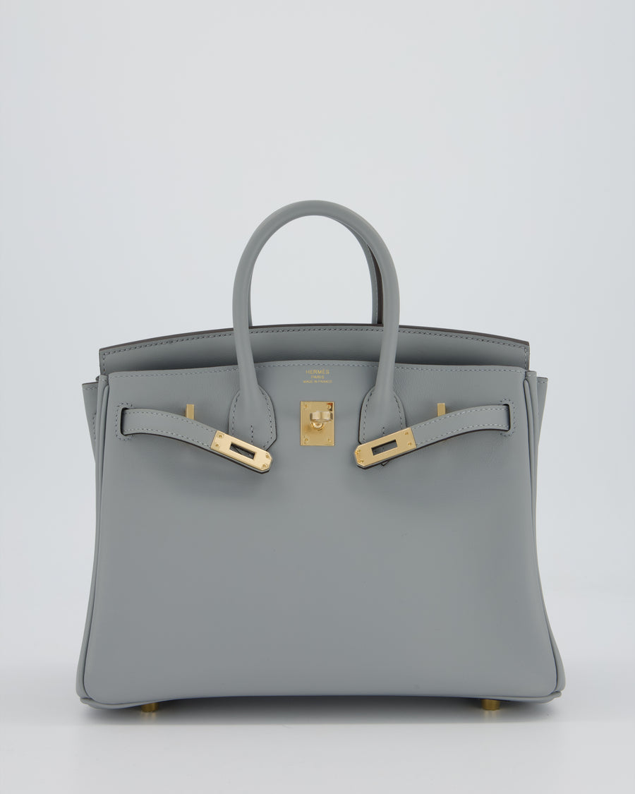Hermès Birkin 25 Retourne Bag in Gris Pantin Swift Leather with Permabrass Hardware