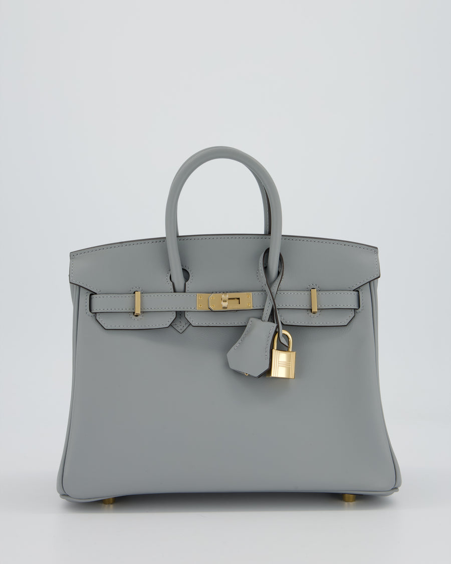 Hermès Birkin 25 Retourne Bag in Gris Pantin Swift Leather with Permabrass Hardware
