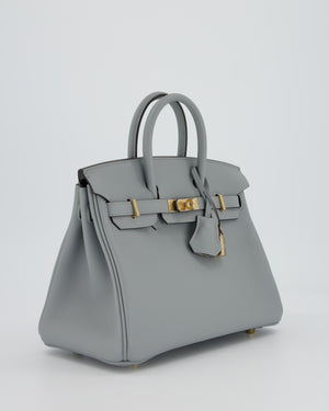 Hermès Birkin 25 Retourne Bag in Gris Pantin Swift Leather with Permabrass Hardware