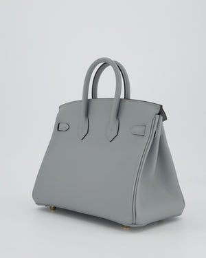 Hermès Birkin 25 Retourne Bag in Gris Pantin Swift Leather with Permabrass Hardware