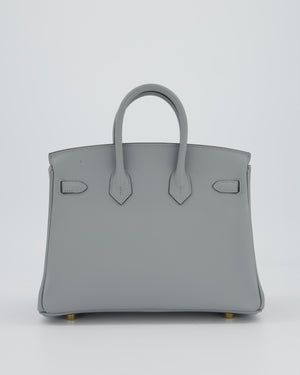 Hermès Birkin 25 Retourne Bag in Gris Pantin Swift Leather with Permabrass Hardware