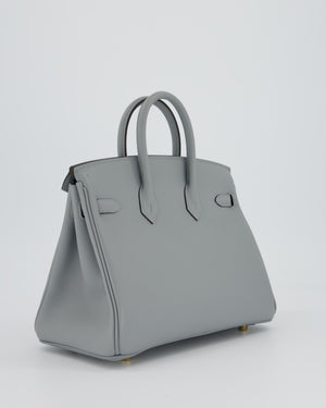 Hermès Birkin 25 Retourne Bag in Gris Pantin Swift Leather with Permabrass Hardware