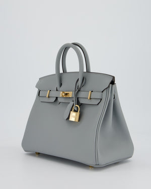 Hermès Birkin 25 Retourne Bag in Gris Pantin Swift Leather with Permabrass Hardware