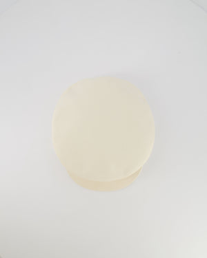 Hermès Cream Giulietta Code Hat with Silver Logo Button Detail Size 58